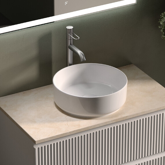 Тумба подвесная с раковиной Sancos Snob R 80 см SNR80W, Bianco (раковина Element CN5001, столешница TT80A2X) - фото 8
