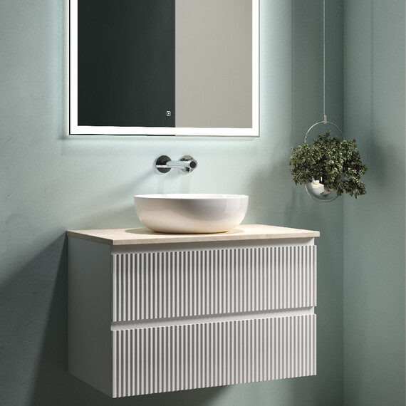 Тумба подвесная с раковиной Sancos Snob R 80 см SNR80W, Bianco (раковина Element CN5024, столешница TT80A2) - фото 8