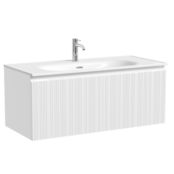 Тумба подвесная с раковиной-столешницей Sancos Code 100 см CD100W, белый матовый (раковина Sabo CN13003) - фото 2
