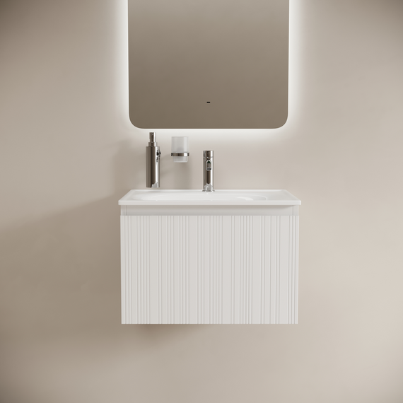 Тумба подвесная с раковиной Sancos Code 60 см CD60W, белый матовый (раковина Sabo CN13001) - фото 3