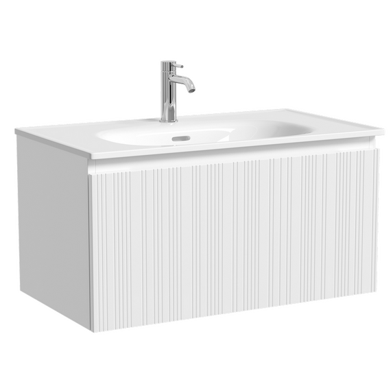 Тумба подвесная с раковиной Sancos Code 80 см CD80W, белый матовый (раковина Sabo CN13002) - фото 