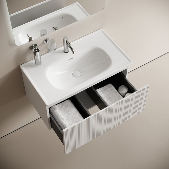 Тумба подвесная с раковиной Sancos Code 80 см CD80W, белый матовый (раковина Sabo CN13002) - фото 4