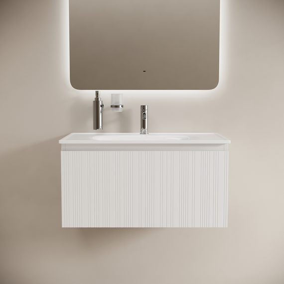 Тумба подвесная с раковиной Sancos Code 80 см CD80W, белый матовый (раковина Sabo CN13002) - фото 3