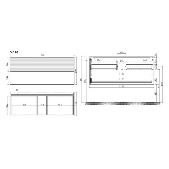 Тумба подвесная с раковиной Sancos Delta 120 см DL120W, дуб светлый/белый (раковина Grace CN7017) - фото 8