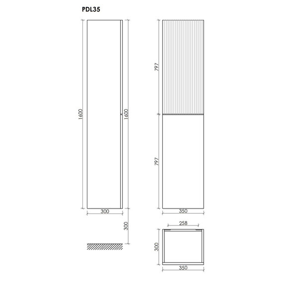 Пенал подвесной Sancos Delta 35 см PDL35GR, дуб красный/графит - фото 7