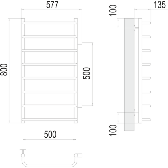 Полотенцесушитель водяной Terminus Стандарт П8 500x800 мм 4670078530387 - фото 3