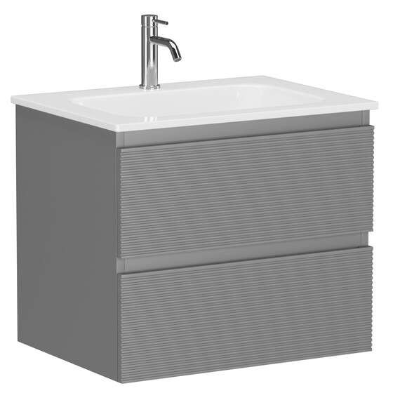 Тумба подвесная с раковиной Sancos Folk 60 см FL60ES, Ergraut soft (раковина Grace CN7011) - фото 