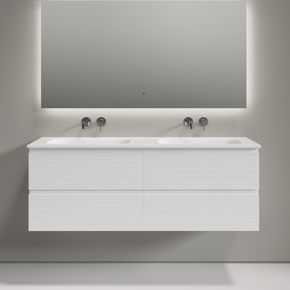 Тумба подвесная с раковиной-столешницей Sancos Folk 140 см FL70W, Bianco (раковина Grace CN7022wx) - фото 