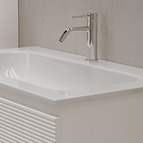 Тумба подвесная с раковиной Sancos Folk 80 см FL80W, Bianco (раковина Grace ​CN7012) - фото 4