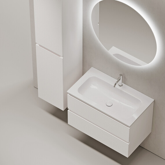 Тумба подвесная с раковиной Sancos Folk 80 см FL80W, Bianco (раковина Grace ​CN7012) - фото 10