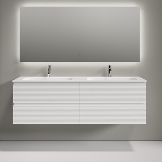 Тумба подвесная с раковиной-столешницей Sancos Folk 160 см FL80W, Bianco (раковина Grace ​CN7023) - фото 