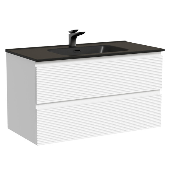 Тумба подвесная с раковиной-столешницей Sancos Folk 90 см FL90W, Bianco (раковина Element​​ CN7002MB) - фото 2