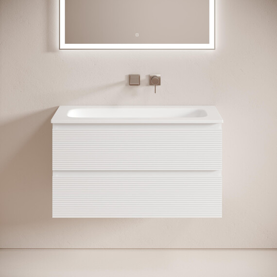 Тумба подвесная с раковиной Sancos Folk 90 см FL90W, Bianco (раковина Grace​​ CN7019wx) - фото 3