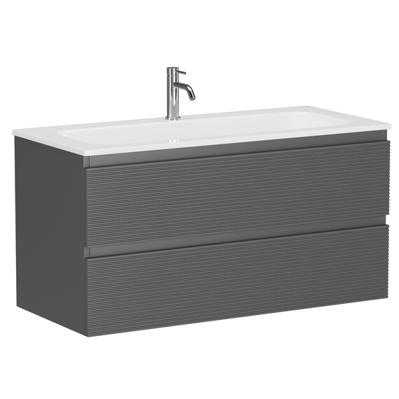 Тумба подвесная с раковиной Sancos Folk 100 см FL100GS, Grey soft (раковина Grace ​CN7013​) - фото 