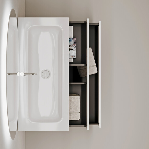 Тумба подвесная с раковиной Sancos Folk 100 см FL100W, Bianco (раковина Grace ​CN7013​) - фото 9