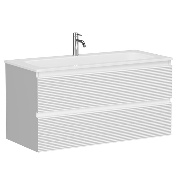Тумба подвесная с раковиной Sancos Folk 100 см FL100W, Bianco (раковина Grace ​CN7013​) - фото 