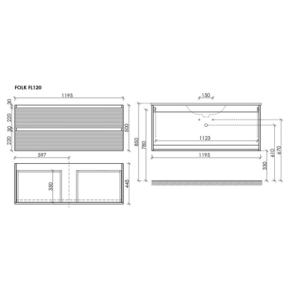Тумба подвесная с раковиной Sancos Folk 120 см FL120ES, Ergraut soft (раковина Grace ​CN7017​) - фото 19