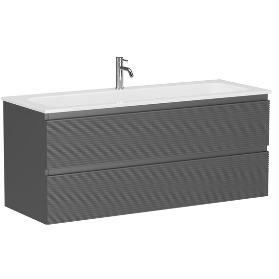 Тумба подвесная с раковиной Sancos Folk 120 см FL120GS, Grey soft (раковина Grace ​CN7017​) - фото 