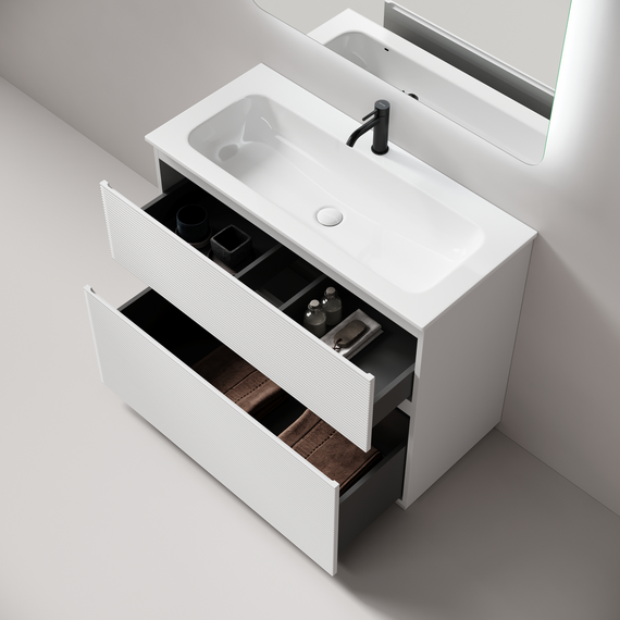 Тумба напольная с раковиной Sancos Folk Floor 100 см FL100FW, Bianco (раковина Grace CN7013) - фото 4