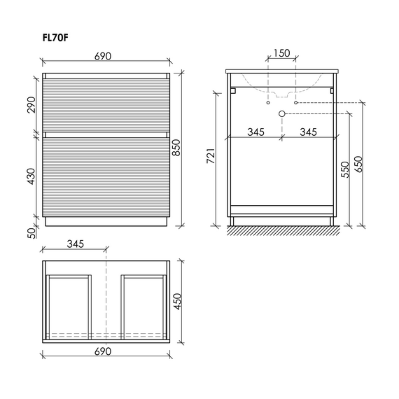 Тумба напольная с раковиной Sancos Folk Floor 70 см FL70FGS, Grey soft (раковина Element CN7007) - фото 8