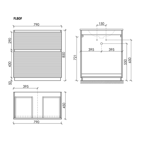 Тумба напольная с раковиной Sancos Folk Floor 80 см FL80FW, Bianco (раковина Grace CN7012) - фото 9
