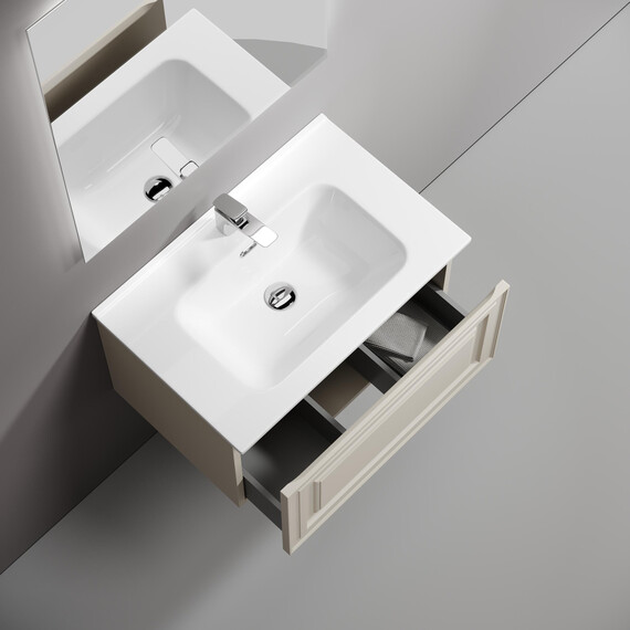 Тумба подвесная с раковиной Sancos Very 70 см VR70CE, Beige soft (раковина Element ​CN7007​) - фото 4