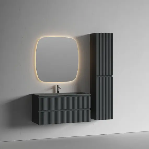 Тумба подвесная с раковиной Sancos Snob R 100 см SNR100MDH, тёмный антрацит матовый (раковина Grace CN7013MDH) - фото 9
