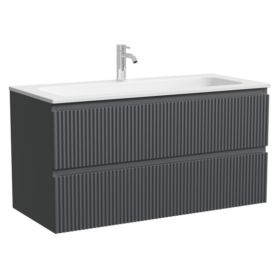 Тумба подвесная с раковиной Sancos Snob R 100 см SNR100MDH, тёмный антрацит матовый (раковина Grace CN7013) - фото 2