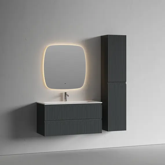 Тумба подвесная с раковиной Sancos Snob R 100 см SNR100MDH, тёмный антрацит матовый (раковина Grace CN7013) - фото 5