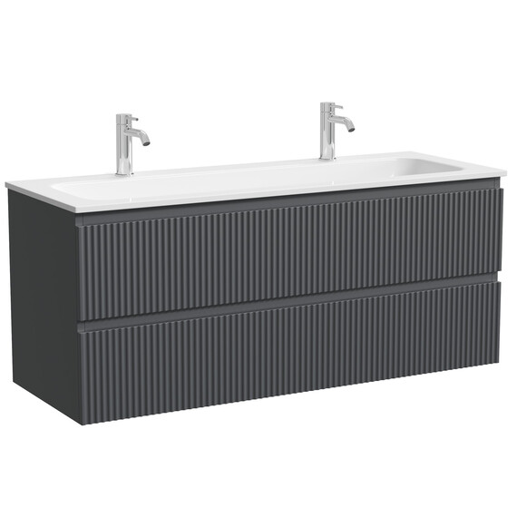 Тумба подвесная с раковиной Sancos Snob R 120 см SNR120MDH, тёмный антрацит матовый (раковина Grace CN7016) - фото 2