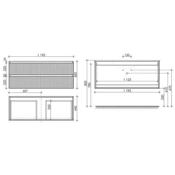 Тумба подвесная с раковиной Sancos Snob R 120 см SNR120MDH, тёмный антрацит матовый (раковина Grace CN7016) - фото 9