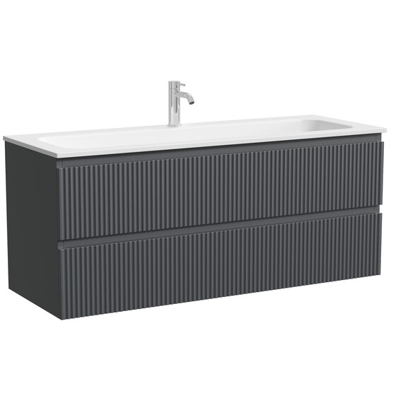 Тумба подвесная с раковиной Sancos Snob R 120 см SNR120MDH, тёмный антрацит матовый (раковина Grace CN7017) - фото 2