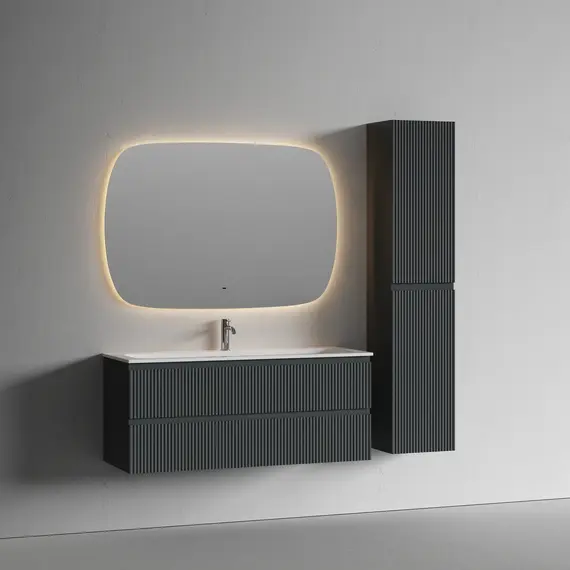 Тумба подвесная с раковиной Sancos Snob R 120 см SNR120MDH, тёмный антрацит матовый (раковина Grace CN7017) - фото 6