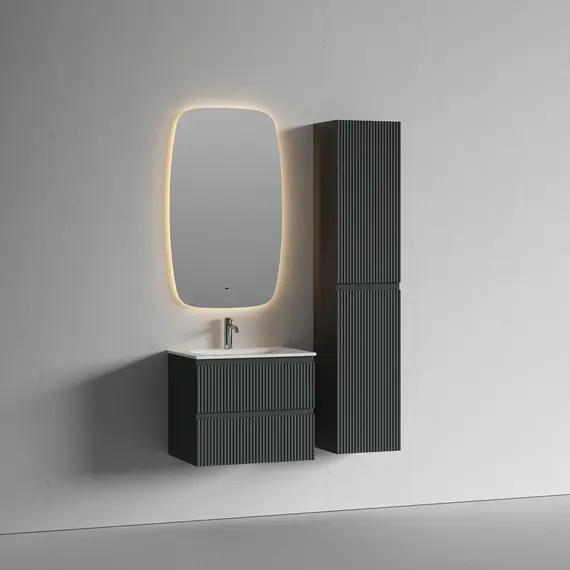 Тумба подвесная с раковиной Sancos Snob R 60 см SNR60MDH, тёмный антрацит матовый (раковина Grace CN7011) - фото 6