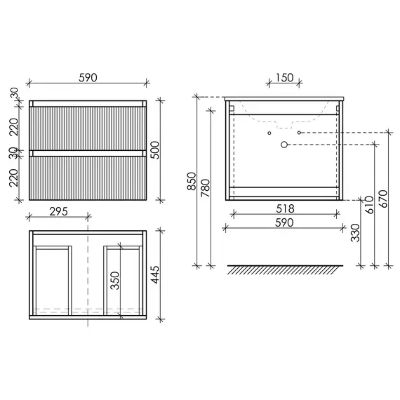 Тумба подвесная с раковиной Sancos Snob R 60 см SNR60MDH, тёмный антрацит матовый (раковина Grace CN7011) - фото 9
