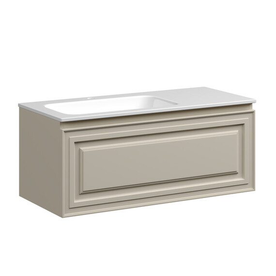 Тумба подвесная с раковиной-столешницей Sancos Very 100 см VR100LCE, Beige soft (раковина Grace ​CN7014​) - фото 2