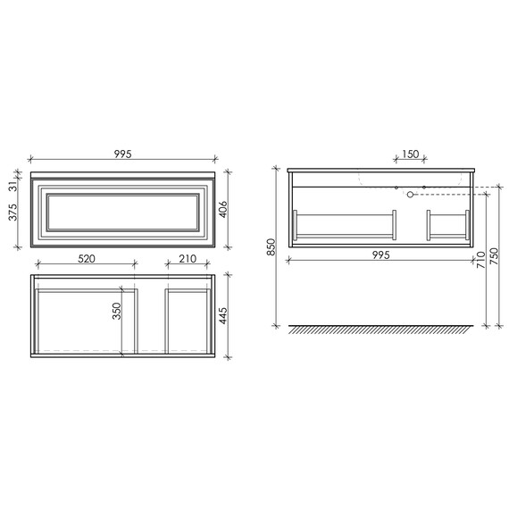 Тумба подвесная с раковиной-столешницей Sancos Very 100 см VR100RW, Bianco (раковина Grace ​CN7015​) - фото 8