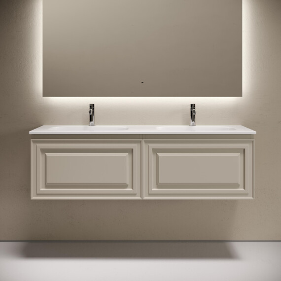 Тумба подвесная с раковиной-столешницей Sancos Very 140 см VR70CE, Beige soft (раковина Grace CN7022​) - фото 