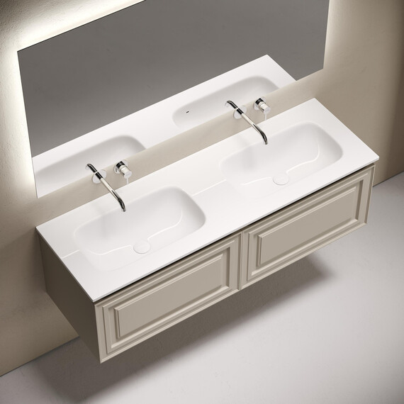 Тумба подвесная с раковиной-столешницей Sancos Very 140 см VR70CE, Beige soft (раковина Grace CN7022wx​) - фото 4