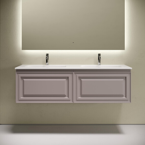 Тумба подвесная с раковиной-столешницей Sancos Very 140 см VR70SM, Doha soft (раковина Grace ​CN7022​) - фото 