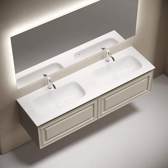 Тумба подвесная с раковиной-столешницей Sancos Very 160 см VR80CE, Beige soft (раковина Grace ​CN7023​) - фото 3