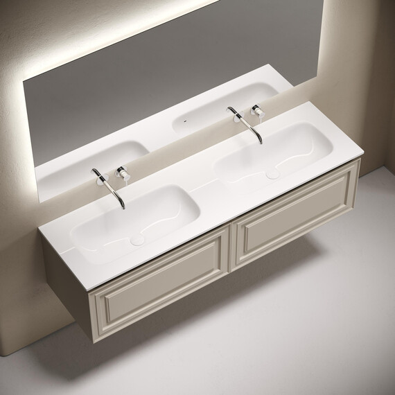 Тумба подвесная с раковиной-столешницей Sancos Very 160 см VR80CE, Beige soft (раковина Grace ​CN7023wx​) - фото 3