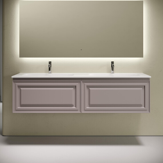 Тумба подвесная с раковиной-столешницей Sancos Very 160 см VR80SM, Doha soft (раковина Grace ​CN7023​) - фото 