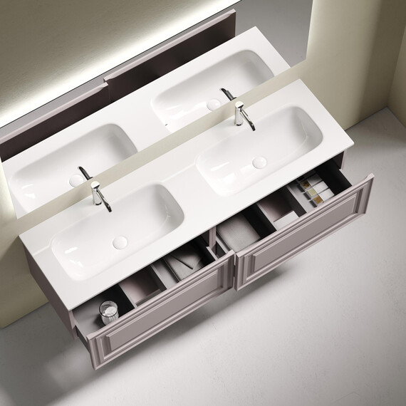 Тумба подвесная с раковиной-столешницей Sancos Very 160 см VR80SM, Doha soft (раковина Grace ​CN7023​) - фото 4