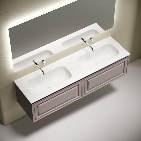 Тумба подвесная с раковиной-столешницей Sancos Very 160 см VR80SM, Doha soft (раковина Grace ​CN7023wx​) - фото 3