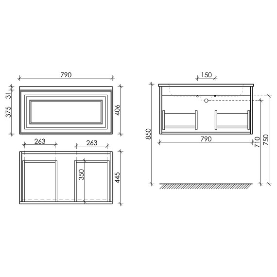 Тумба подвесная с раковиной-столешницей Sancos Very 160 см VR80SM, Doha soft (раковина Grace ​CN7023wx​) - фото 10