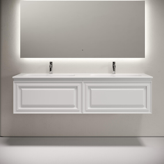Тумба подвесная с раковиной-столешницей Sancos Very 160 см VR80W, Bianco (раковина Grace ​CN7023​) - фото 