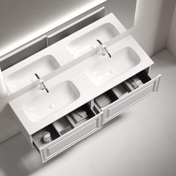 Тумба подвесная с раковиной-столешницей Sancos Very 160 см VR80W, Bianco (раковина Grace ​CN7023​) - фото 4