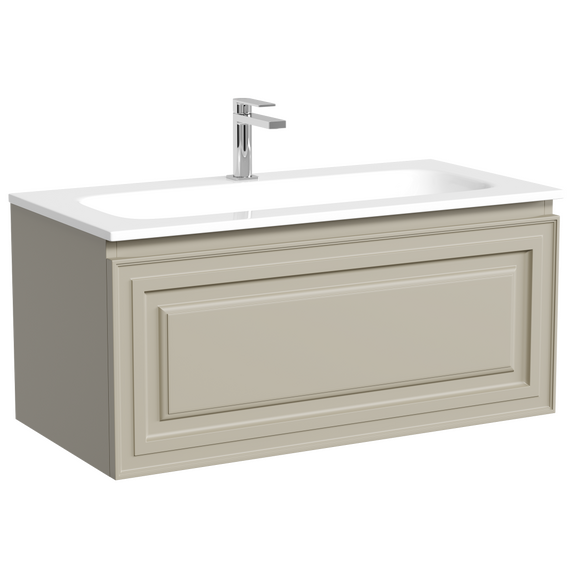 Тумба подвесная с раковиной Sancos Very 90 см VR90CE, Beige soft (раковина Grace ​CN7019​) - фото 2
