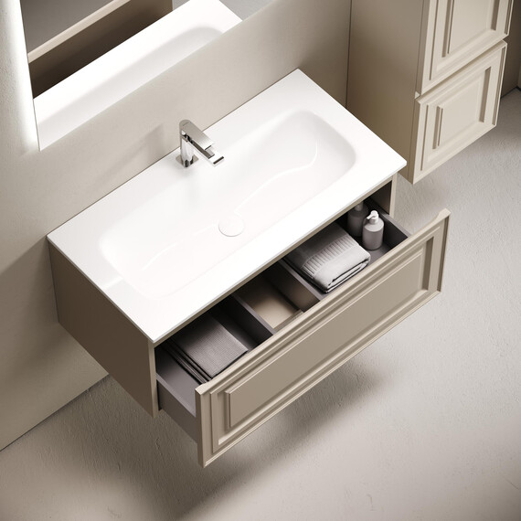 Тумба подвесная с раковиной Sancos Very 90 см VR90CE, Beige soft (раковина Grace ​CN7019​) - фото 4